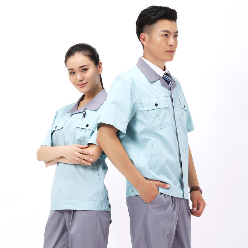 夏季短袖涤棉工装时尚工程服劳保工作服套装厂