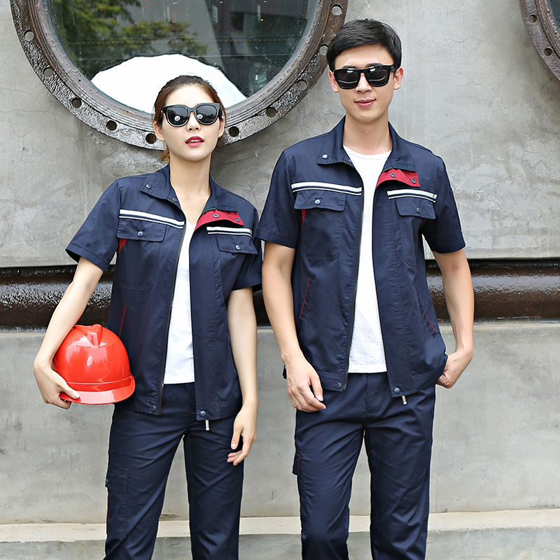 夏季工作服套装男上衣工装裤长短袖套装电焊焊