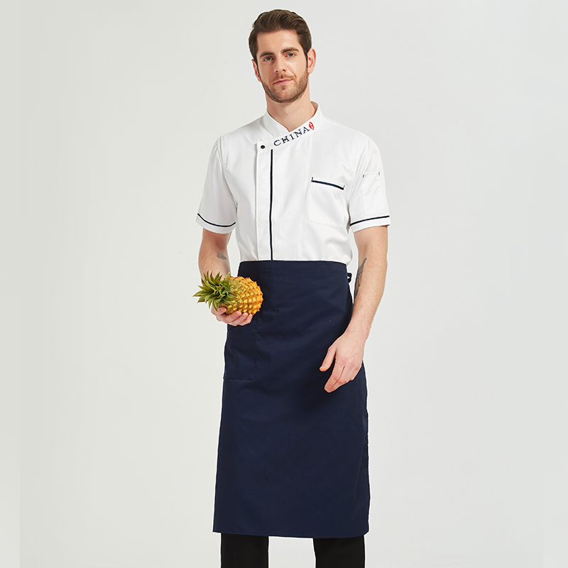 厨师服短袖夏装食堂酒店后厨立领厨房工作服男